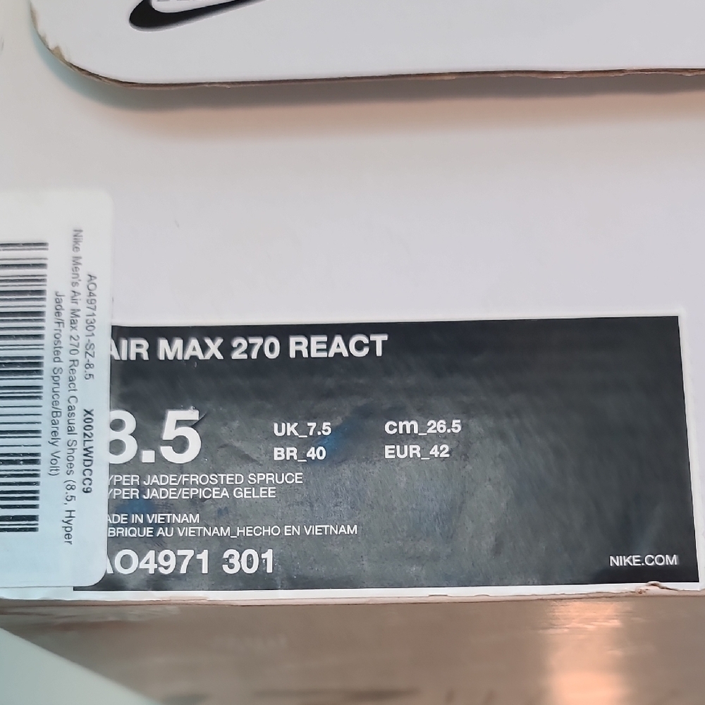 Nike Air Max 270 React In Hyper Jade And Frosted … - image 1